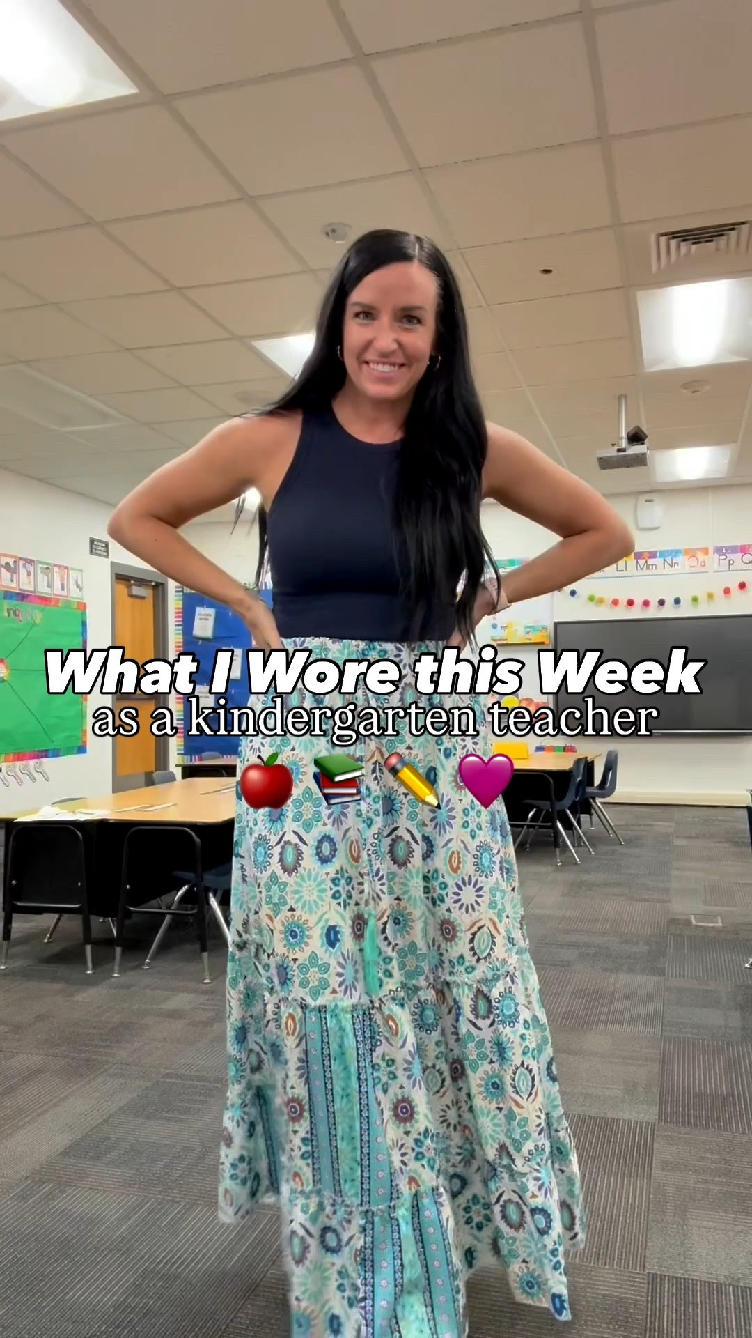 What I wore this week as a kindergarten teacher! 📚✏️🍎🩷

Size & fit info: (I am 5'5" for reference and usually wear a size 4/27 and small.)
Monday outfit: I sized up to a M in the maxi skirt. It comes in more color patterns! The tank top is navy from Target and I size up to a M in those.
Tuesday outfit: These linen-blend elastic waist pants are so comfy and give a FP look with an Amazon price! I sized up to a M. More colors! The teacher tshirt fits TTS and I’m in a S!
Wednesday outfit- This Striped Mixed Media Dress is a nice length, comes in more colors, has pockets, and looks professional! I’m in my normal size S.
Thursday outfit- my Gap barrel jeans are on sale (this color is about sold out but there are more colors!). I sized up to a M for a looser fit in the booty. My black Pumiey shirt is double lined. I sized up to a M so it isn’t quite so tight.
Friday outfit- some fun new straight leg jeans (on sale!!) for casual Friday! I am in my normal size 4/27. My “T is for Teacher and Tacos” tshirt is one of my favorites as a taco lover! I’m in my normal size S (and I would say it runs a little tight for a tshirt, FYI).
All of my sandals fit TTS.




#teachersfollowteachers #iteachtoo
#teachersofinstagram #teachersofig #teacherlife #teachergram #teachersbelike #elementaryteachers #teacherfashion #teacherootd #amazonfashion #teacheroutfits @amazonfashion #amazonfashion #amazonfashionfinds @target @targetstyle #targetstyle #targetteachers #Itksalealert #Itkfindsunder50 #jcrewfactory @jcrewfactory #Itkbacktoschool

#LTKShoeCrush #LTKSeasonal #LTKOver40