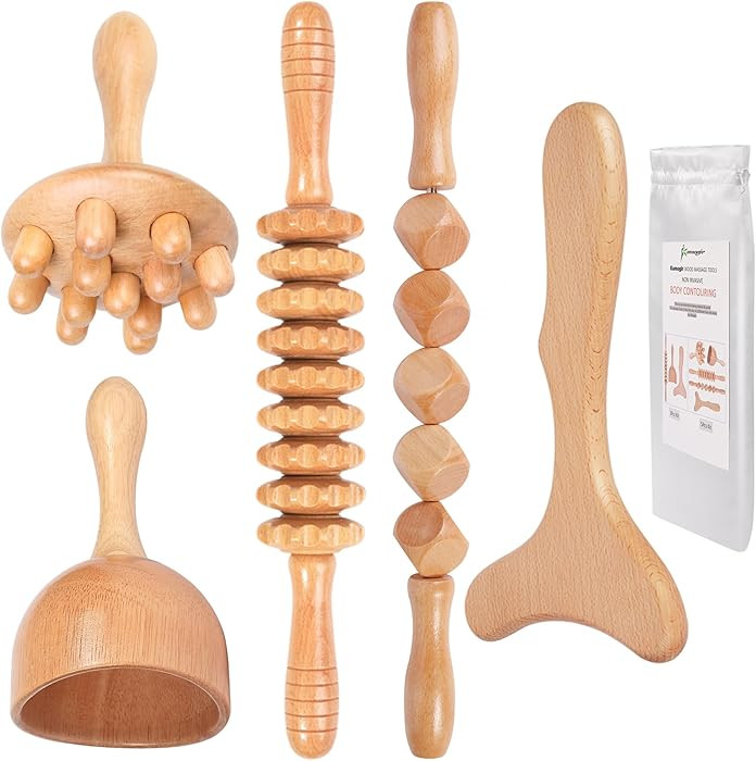 Wood Therapy Massage Tools 5-in-1 Lymphatic Drainage Massager Maderoterapia Kit Wooden Massager B... | Amazon (US)