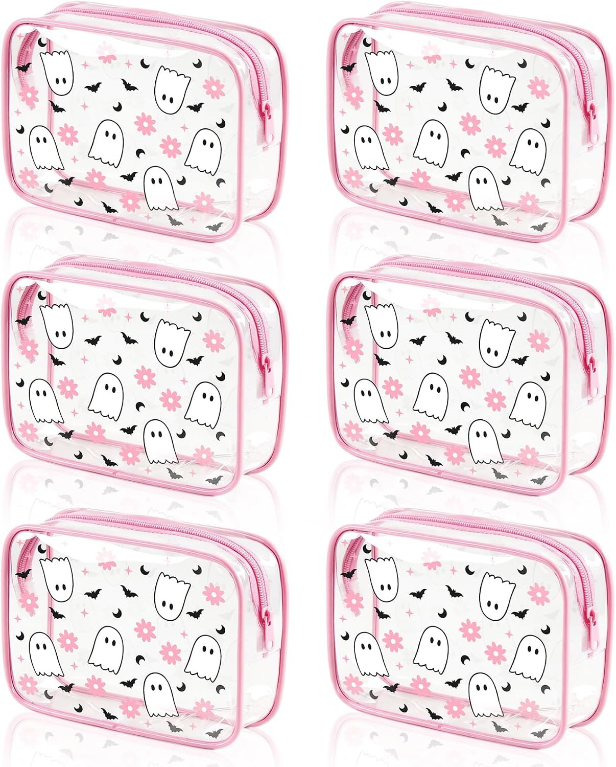 6 Pack Halloween Ghost Makeup Bags, Pink Ghost Cosmetic Bags | Amazon (US)