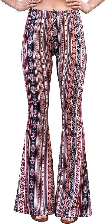Daisy Del Sol High Waist Comfy Stretch Boho 70s Bell Bottom Fit to Flare Lounge Yoga Pants | Amazon (US)
