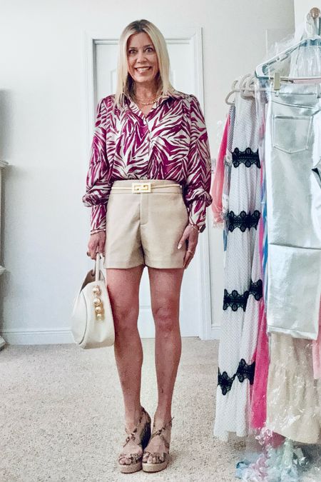 Print blouse are a fun option to wear for business meetings, Zoom calls or out on the town. Engaging to the eyes 👀😊 Paired with neutral leather shorts. Great transition to spring outfit. Top tuns large so size down.

#LTKstyletip #LTKover40 #LTKSeasonal
