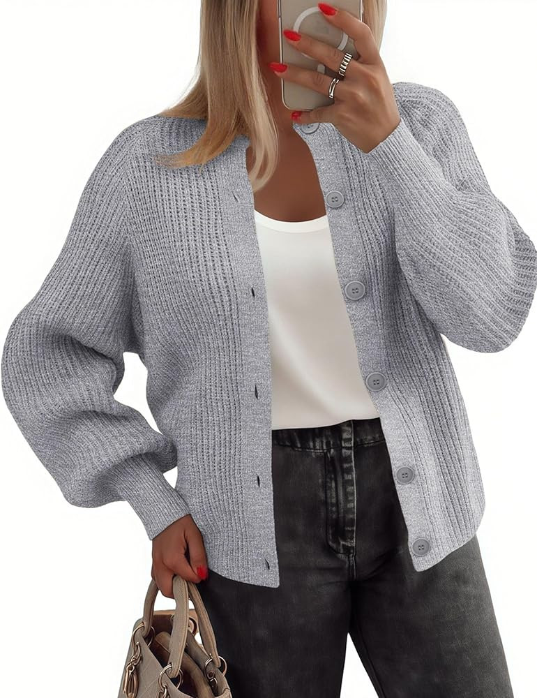 Zeagoo 2025 Cardigan Sweaters for Women Long Sleeve Chunky Knit Cardigan Crew Neck Button Down Fa... | Amazon (US)