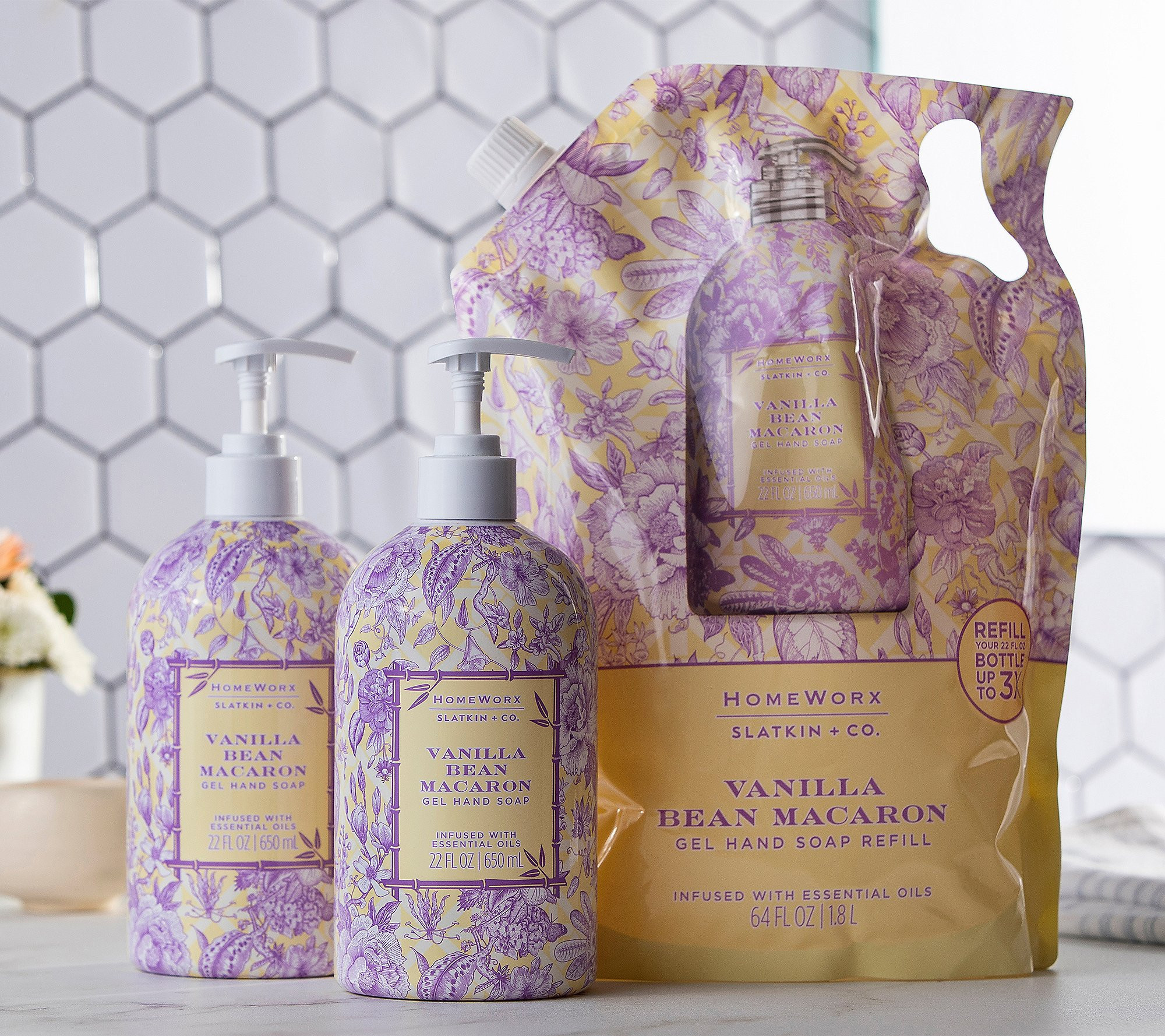 HomeWorx by Slatkin + Co. S/2 Soaps & Refill in VanBean Macaron | QVC