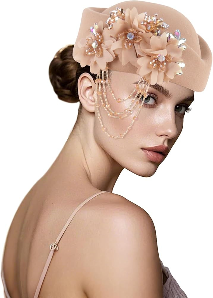 Beret Hats for Women British Felt hat Women's Church Derby with Tassel decorationhat Suitable for... | Amazon (US)