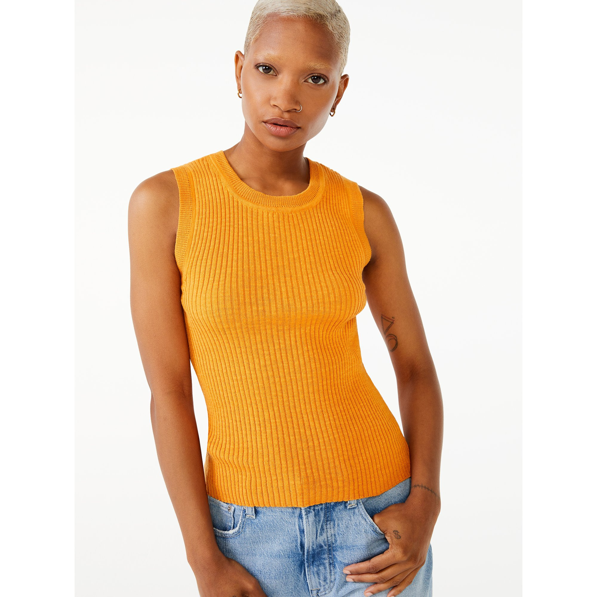 Free Assembly Women's Ribbed Sweater Tank Top | Walmart (US)