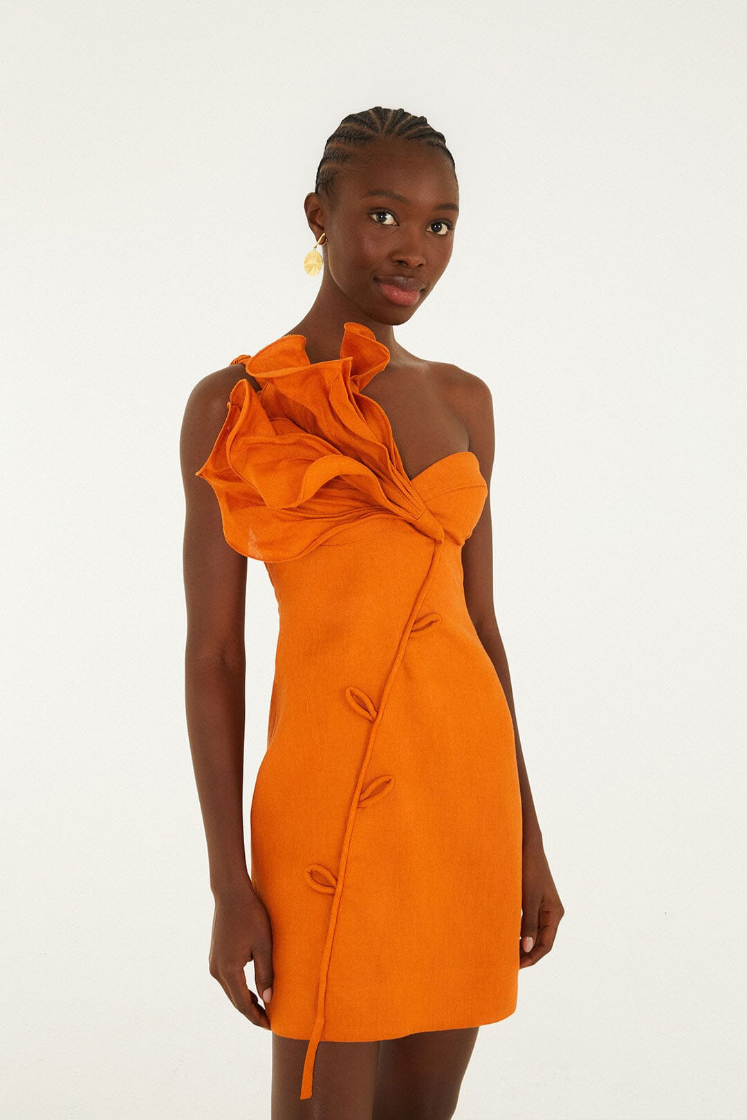 Orange Flower Euroflax Premium Linen Mini Dress | FARM Rio | FarmRio (US)