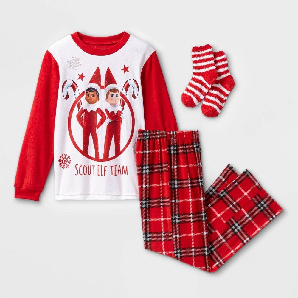 Boys' Elf on the Shelf 2pc Pajama Set with Socks - Red M | Target