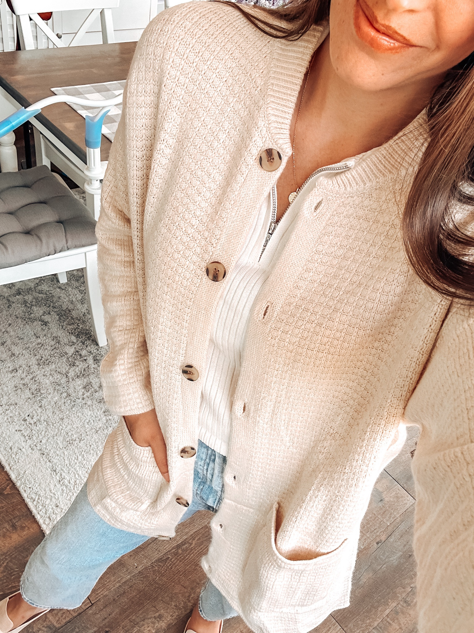 Loving this cozy Amazon cardigan!!! Wearing size small! Jeans tts 

#LTKStyleTip #LTKFindsUnder100 #LTKFindsUnder50