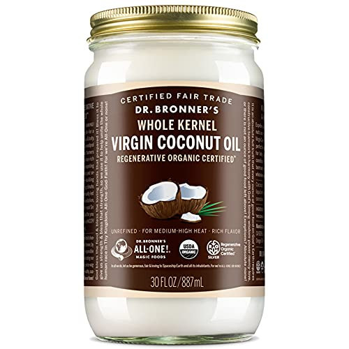 Dr. Bronner's - Organic Virgin Coconut Oil (Whole Kernel, 30 Ounce) - Coconut Oil for Cooking, Baking, Hair and Body, Unrefined and Fresh-Pressed, Rich and Nutty Flavor, Fair Trade, Vegan, Non-GMO | Amazon (US)
