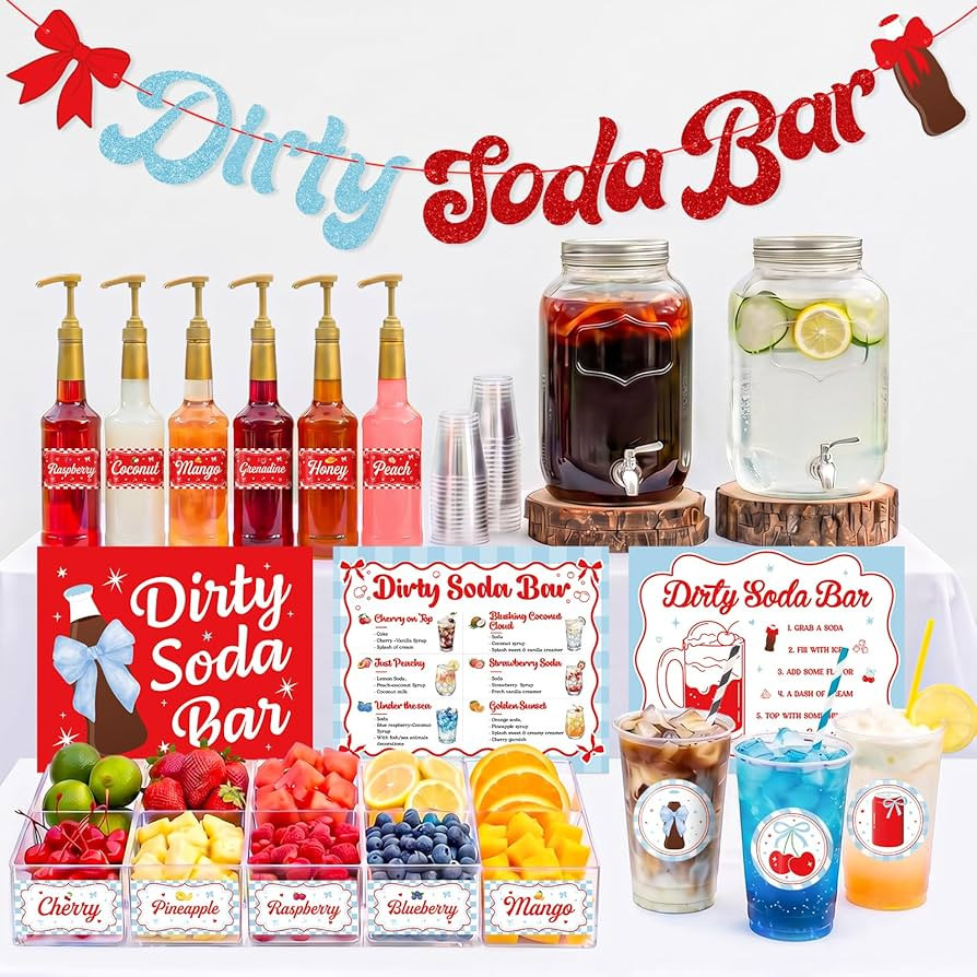 Blue Dirty Soda Bar Banner,Soda Pop Theme Party Decorations Include Dirty Soda Sign Cute Soda and... | Amazon (US)