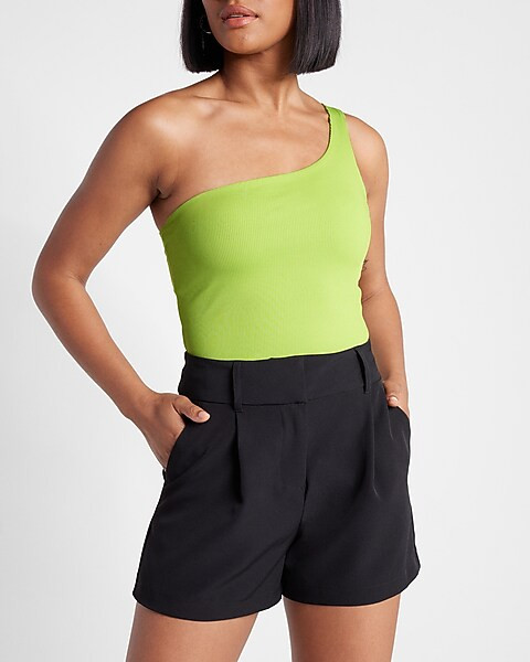 Body Contour Ribbed One Shoulder Cropped Tank | Express
