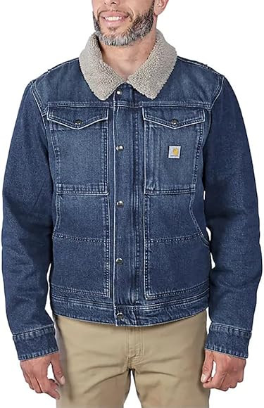 Carhartt Men's Relaxed Fit Denim Sherpa-Lined Jacket | Amazon (US)