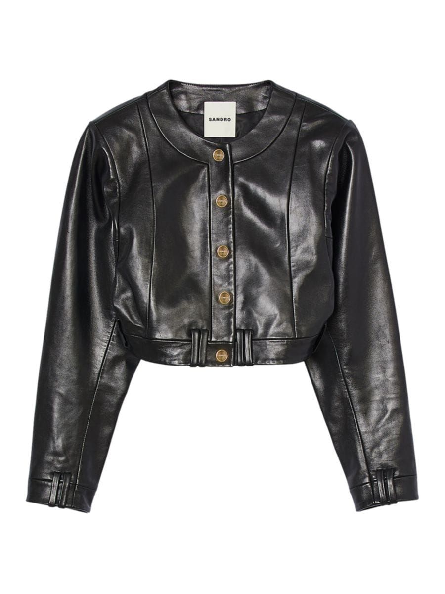 Shop Sandro Leather Jacket | Saks Fifth Avenue | Saks Fifth Avenue