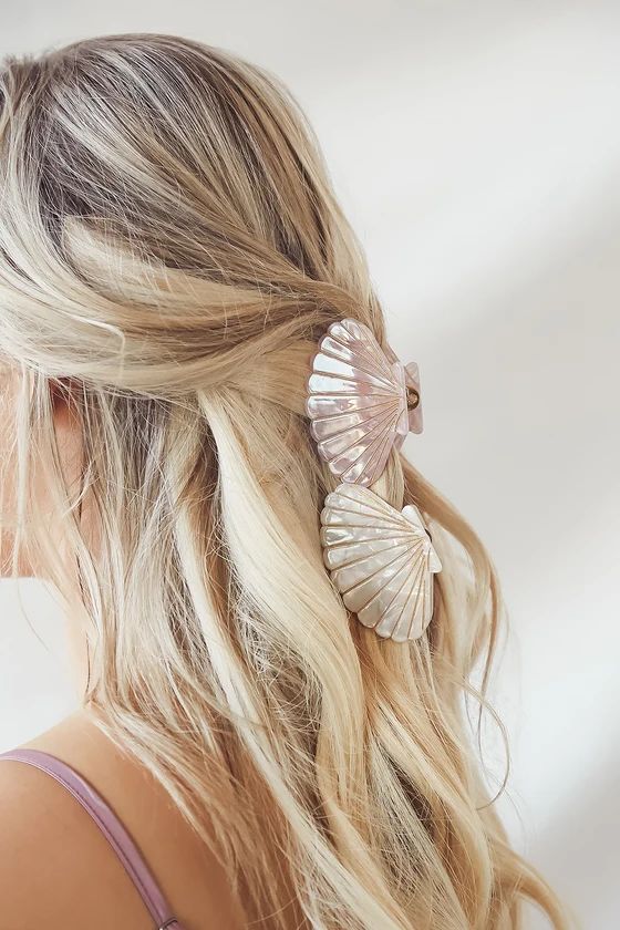 Ocean Oasis Pink and Ivory Marbled Shell Hair Clip Set | Lulus (US)
