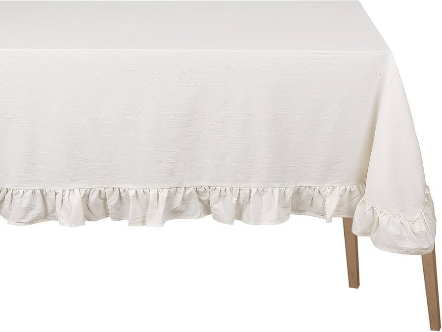 Farmhouse Ruffle Tablecloth, Beige Cloth Tablecloth, Cotton Table Cover Tablecloths for Rectangle... | Amazon (US)