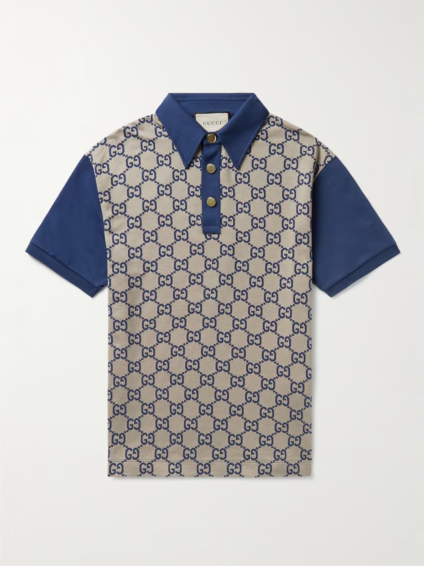 Panelled Cotton-Jersey and Logo-Jacquard Silk-Blend Polo Shirt | Mr Porter (US & CA)