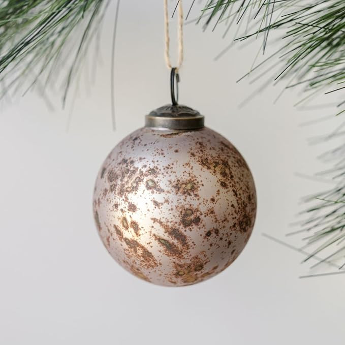 CG Hunter Holiday Collection Mercury Latte Glass Set-of-4 3-in Christmas Tree Ornaments, Premium ... | Amazon (US)