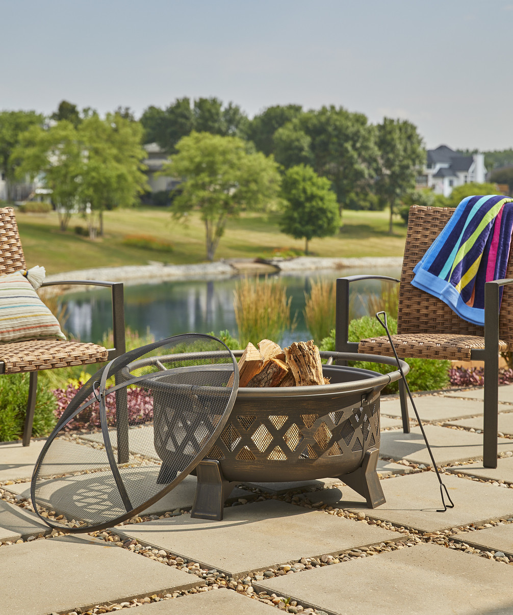 Better Homes & Gardens 35" Round Lattice Wood Burning Fire Pit with Cover, Antique Bronze | Walmart (US)