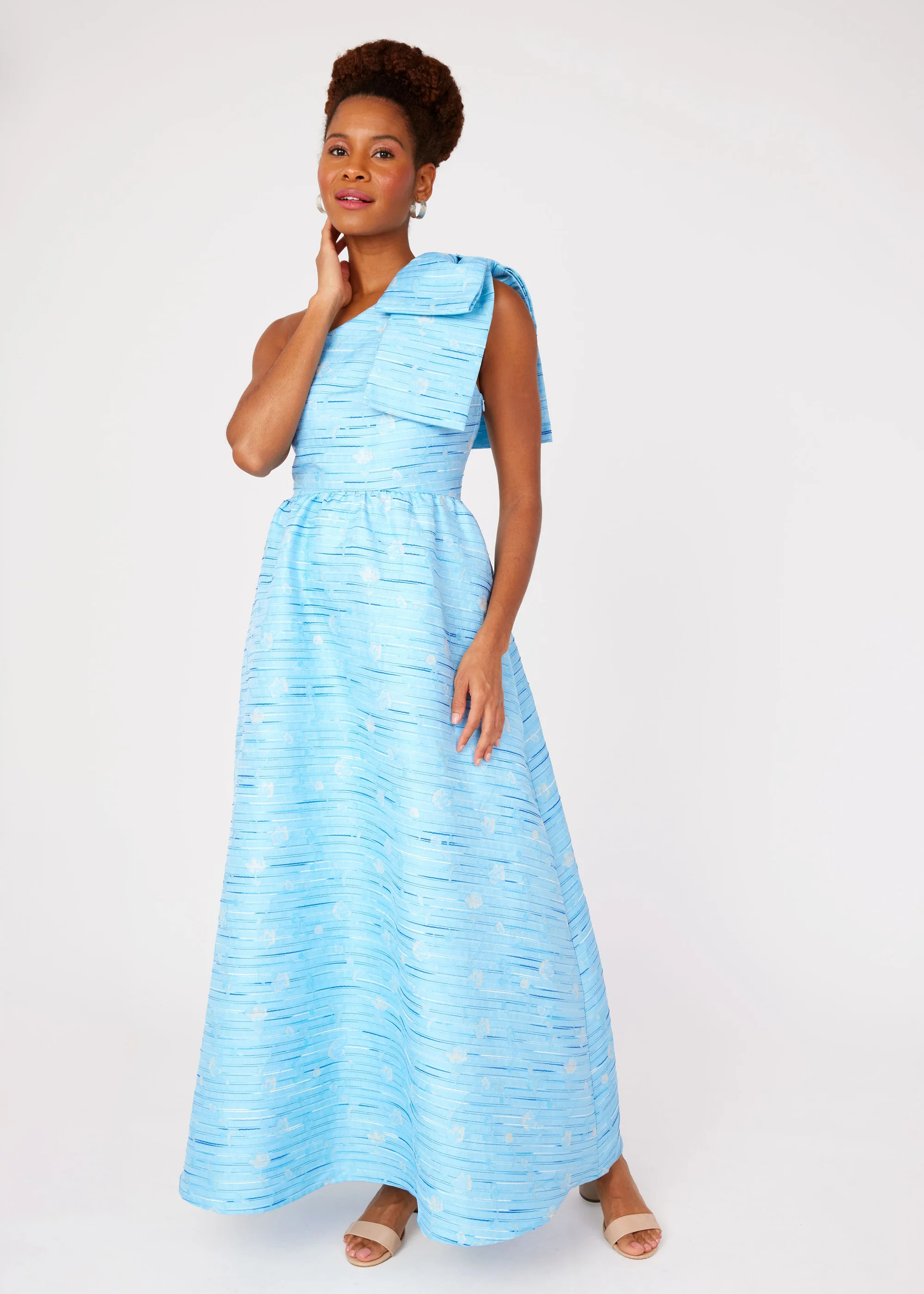 Caroline Gown Blue Textured Dupioni | Abbey Glass