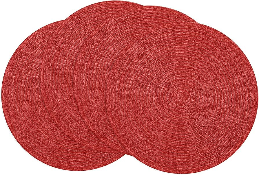 SHACOS Round Braided Placemats 15 inch Set of 4 Washable Kitchen Table Placemats for Home Wedding Pa | Amazon (US)
