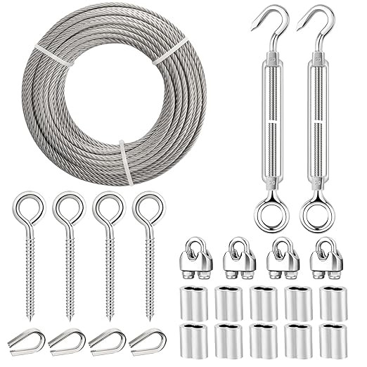TooTaci 1/4 Wire Rope Kit, 50ft Stainless Steel Cable with M8 Turnbuckles for Cables Wire, Clamps... | Amazon (US)