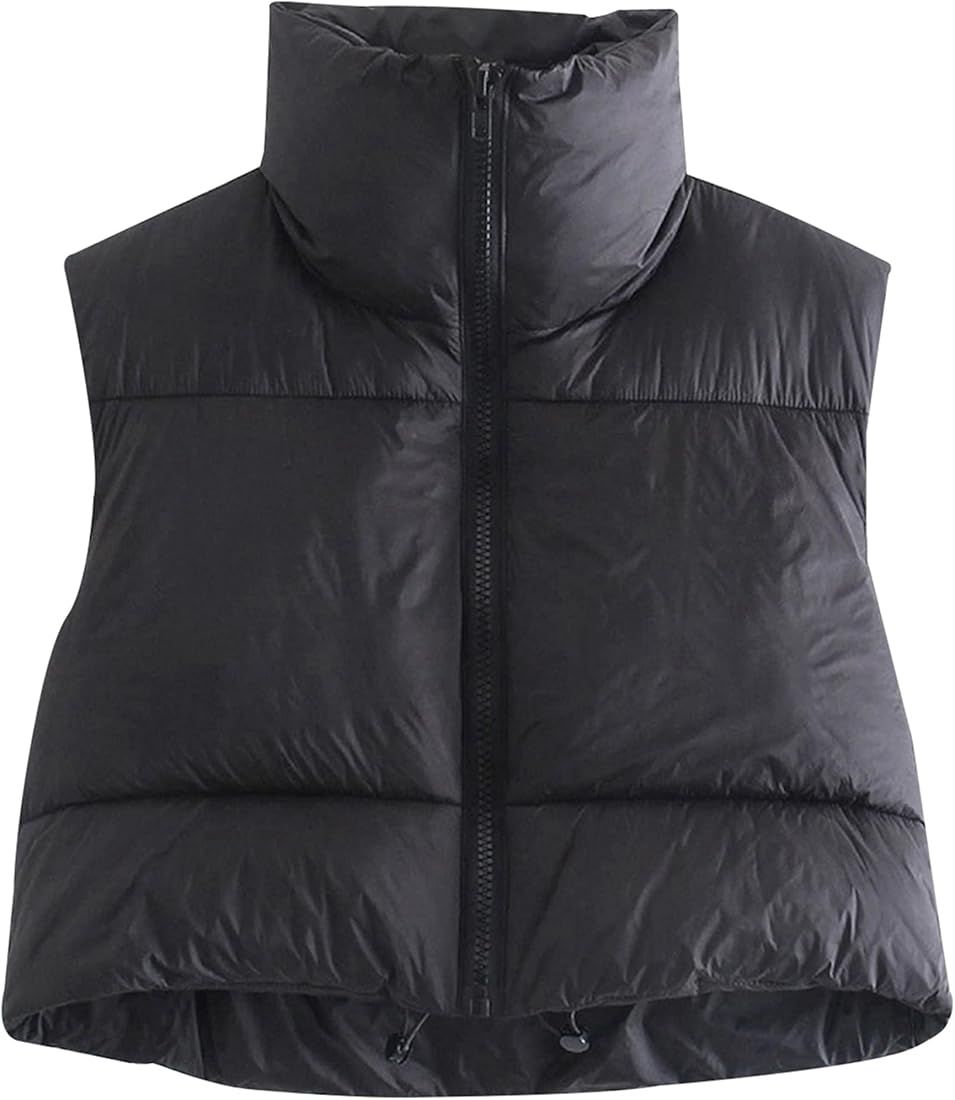 SeeLuNa Women's Cropped Puffer Vest Zip Up Lightweight Padded Gilet Stand Collar Sleeveless Jacke... | Amazon (US)