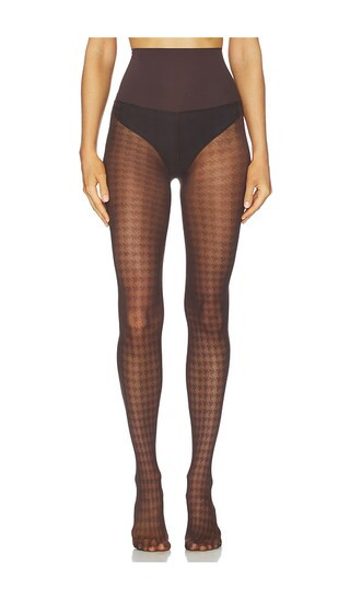 Houndstooth Sheer Tights in Espresso | Revolve Clothing (Global)