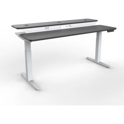 PowerLift Split-Level Electric Height Adjustable Standing Desk with USB and Power Outlets | Wayfair North America