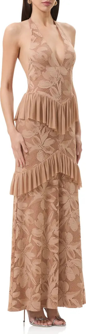 Athens Floral Lace Ruffle Halter Maxi Dress | Nordstrom
