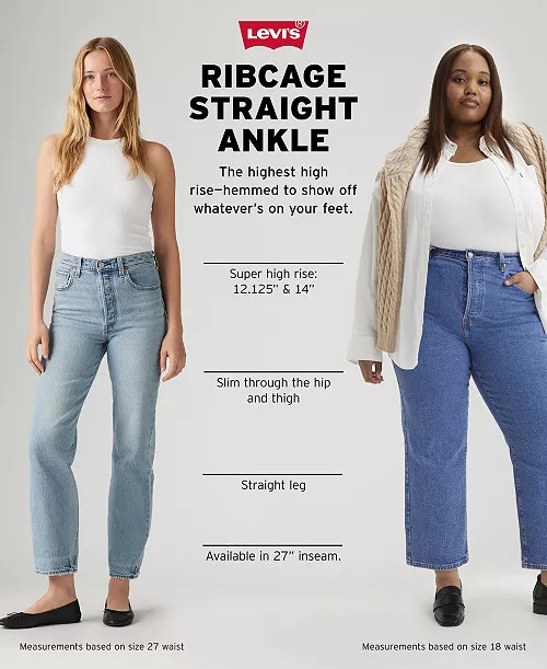 Women's Ribcage High Rise Straight Ankle Jeans | Macy's