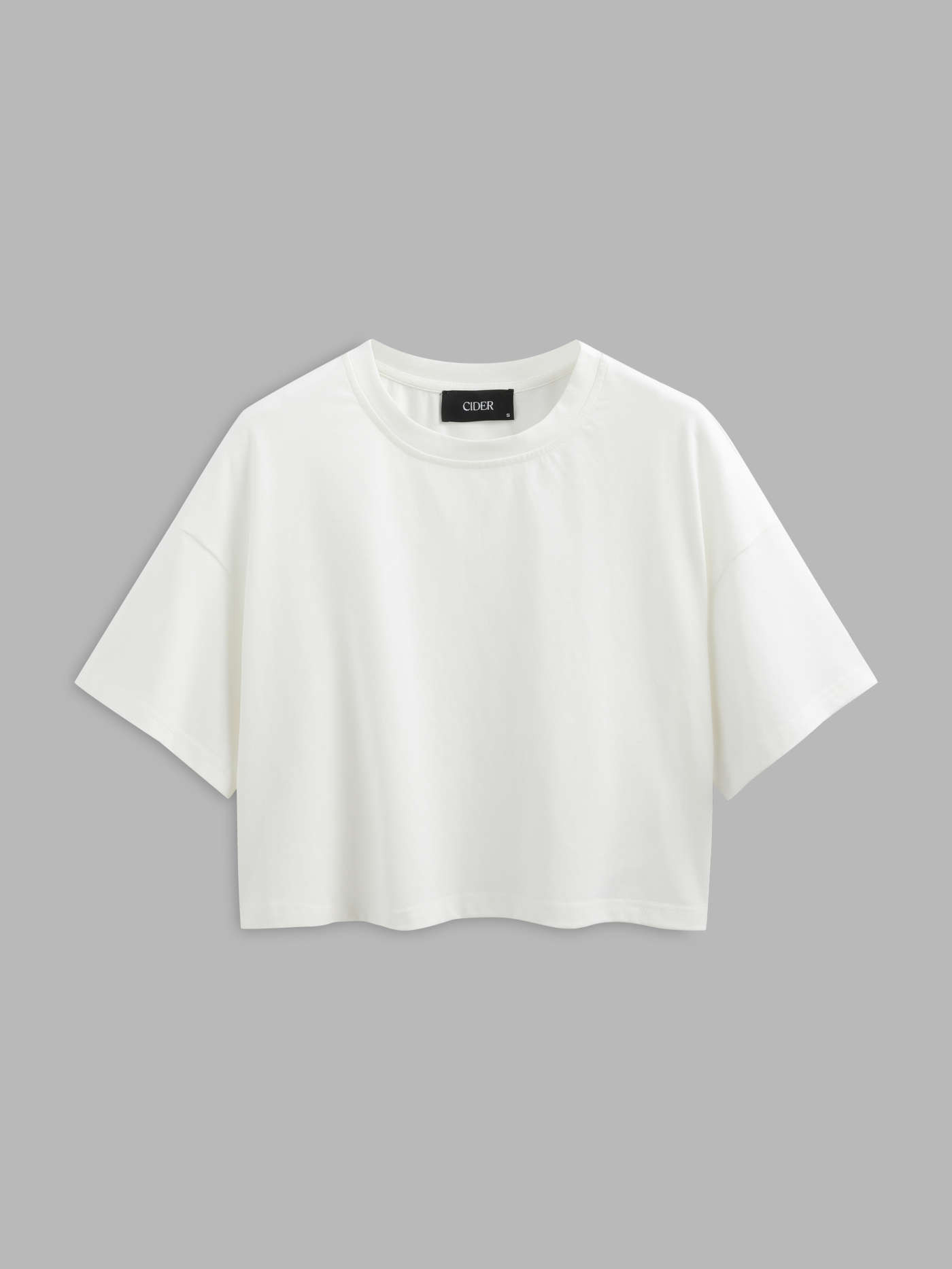 Cotton-blend Round Neckline Oversized Crop Top | Cider