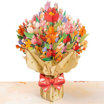 Paper Love 3D Oversized Flower Bouquet Pop Up Card - For All Occasions | 10" x 7" | Target