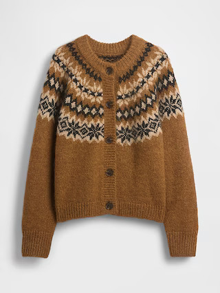 Fuzzy Fair Isle Cardigan Sweater | Gap (US)