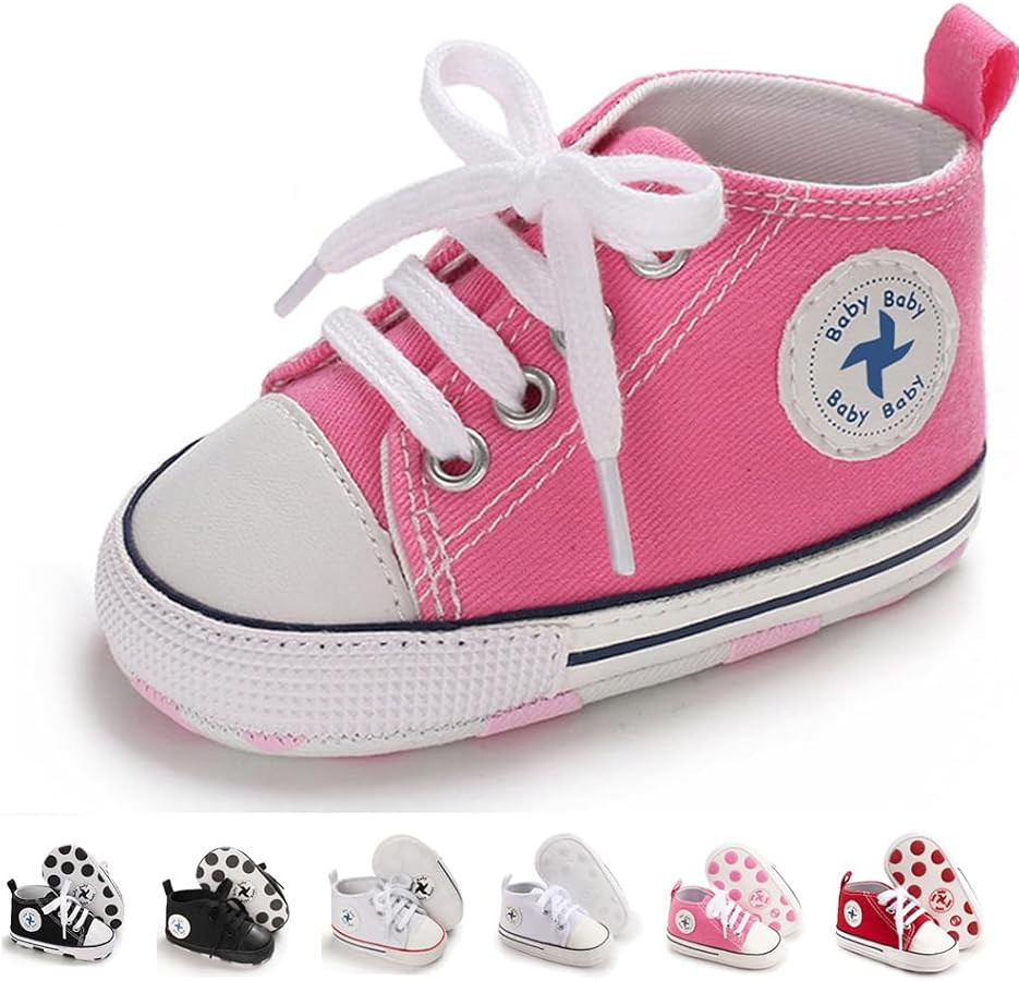Newborn Baby Girls Boys Canvas Shoes Infant Soft Sole Slip On First Walkers Sneaker Toddler Flat ... | Amazon (US)