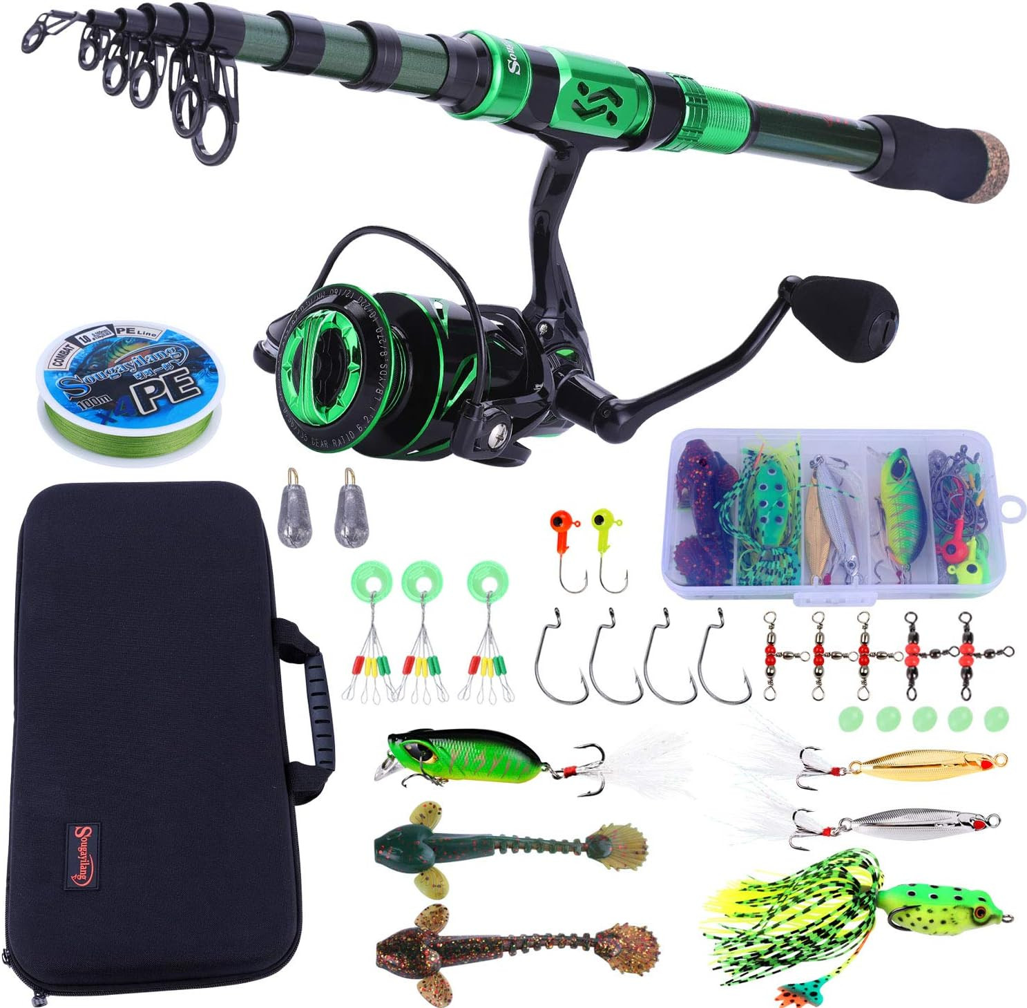 Sougayilang Fishing Rod and Reel Combos - Carbon Fiber Telescopic Fishing Pole - Spinning Reel 12... | Amazon (US)