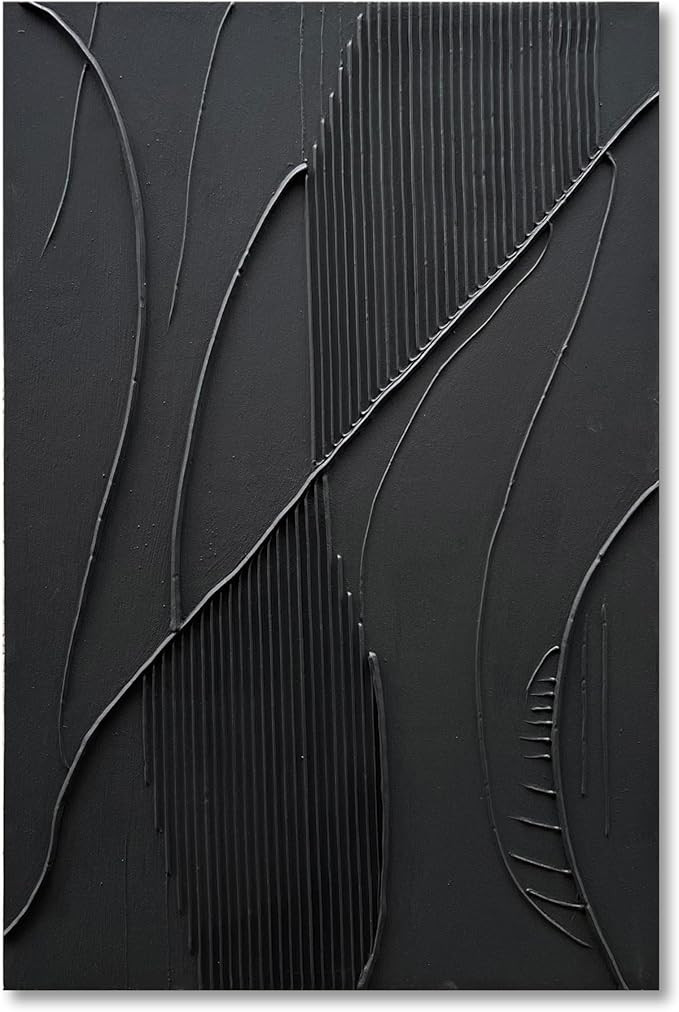 NANKAI Art Hand-Painted Modern Minimalist Abstract Art Black Texture Oil Painting Large Home Wall... | Amazon (US)