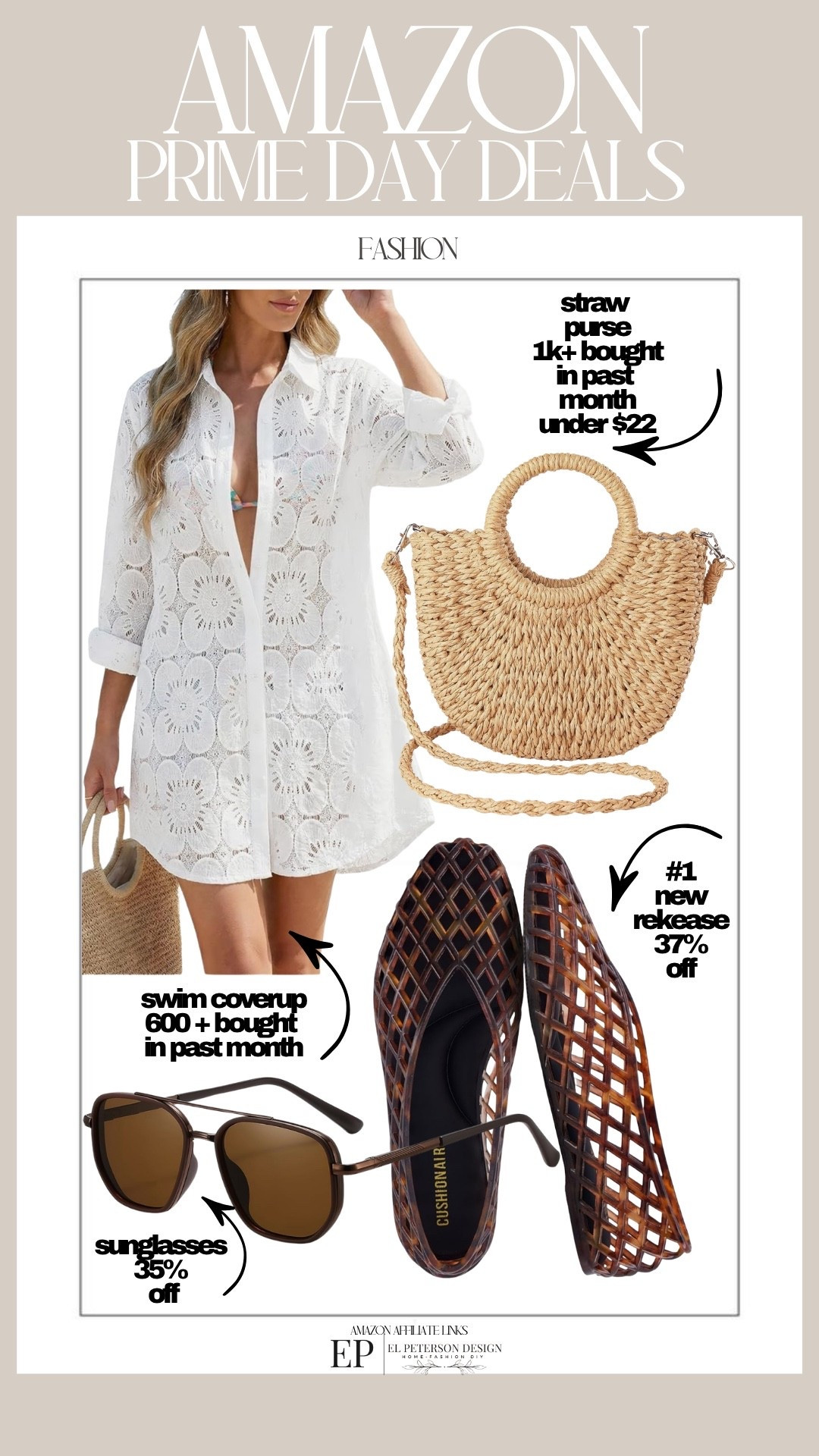 Amazon Daily Primes
Swim cover up
Straw purse
Jelly shoes
Sunglasses

#LTKSaleAlert