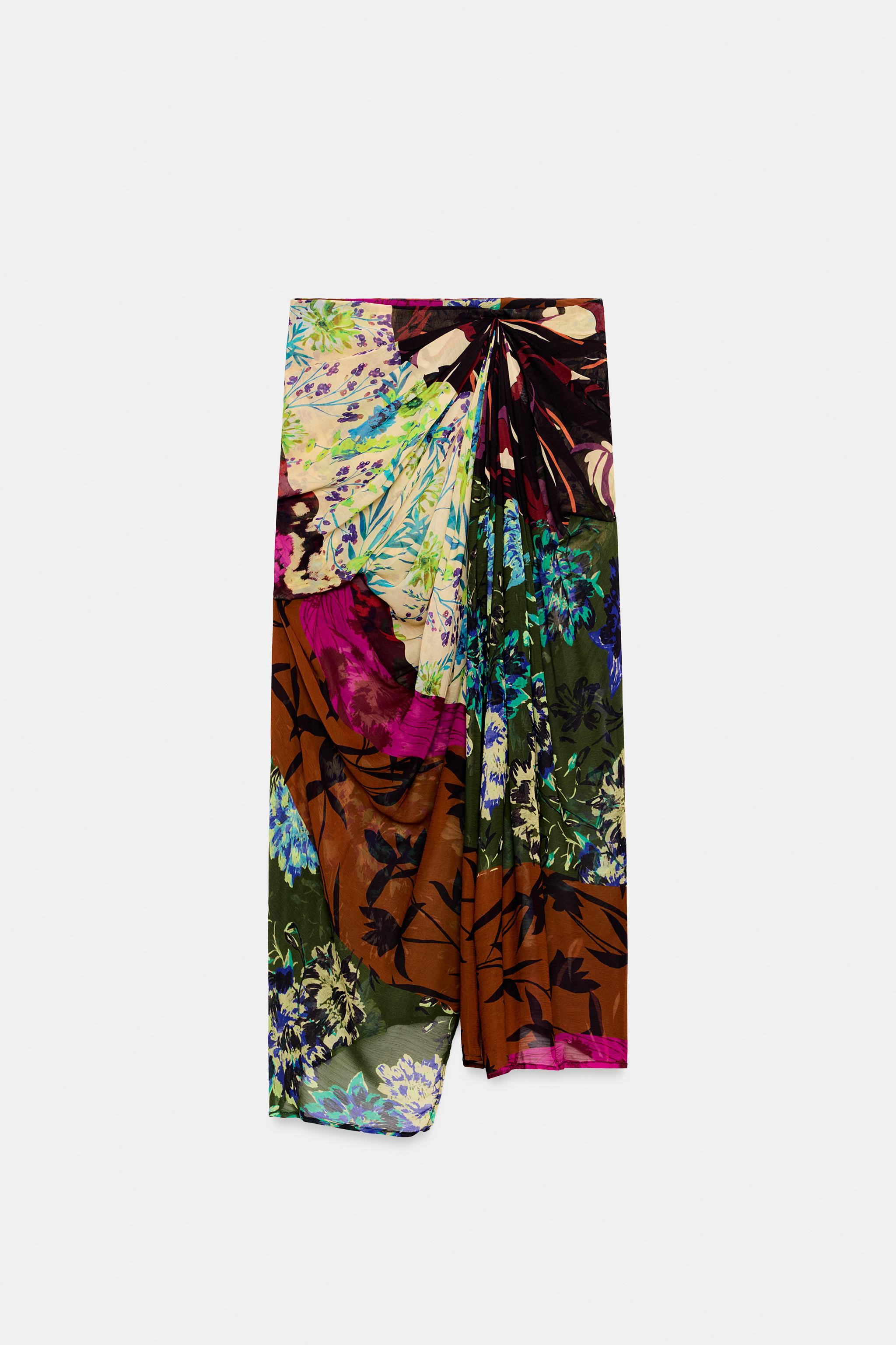 DRAPED PRINTED PAREO SKIRT | Zara US