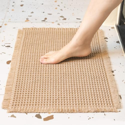 Furicher Waffle Bath Mat, Non Slip Bath Mats for Bathroom, Ultra Absorbent Bathroom Mat for Bathroom Decor, Washable Kitchen Rugs for Boho Decor | Amazon (US)