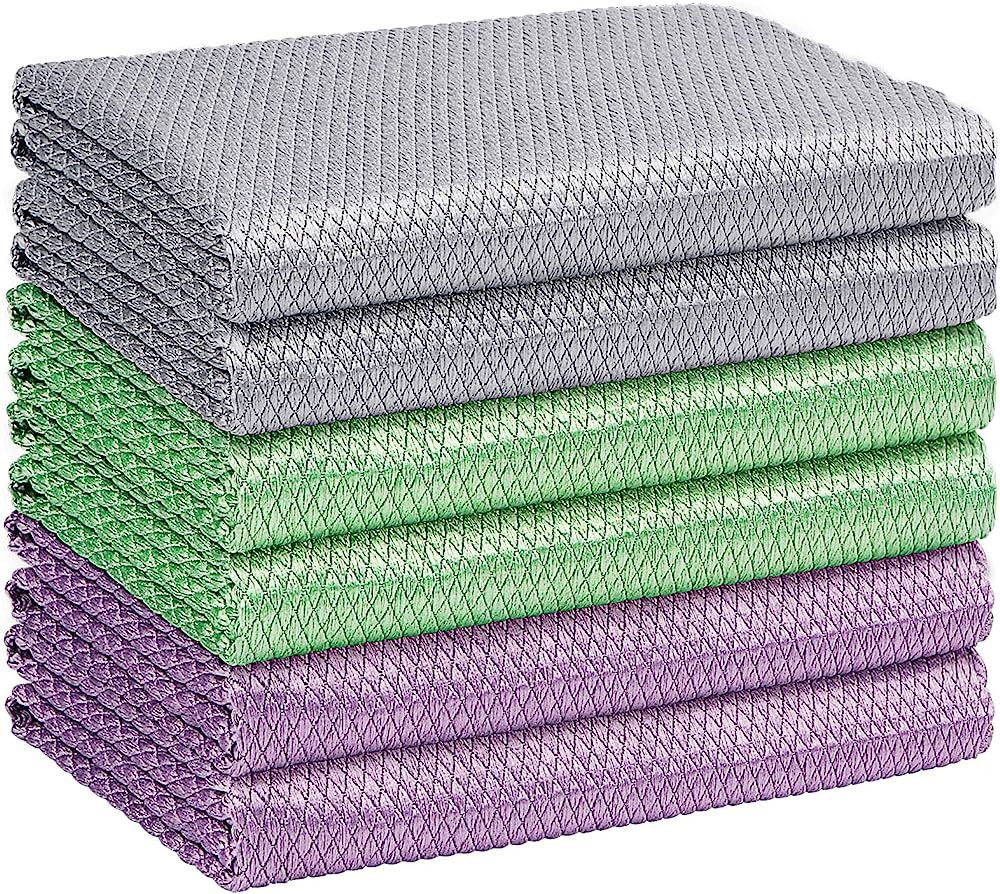 HOMEXCEL Microfiber Glass Cleaning Cloths-6PK, 16"x14" Lint Free Cloth for Cleaning Windows, Glas... | Amazon (US)