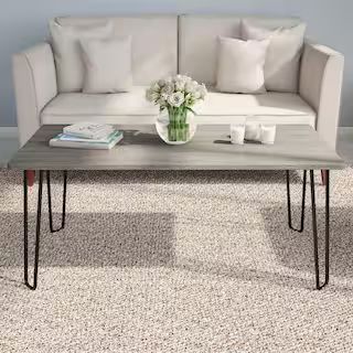 42 in. Driftwood Gray Large Rectangle Wood Coffee Table with Hairpin Legs | The Home Depot