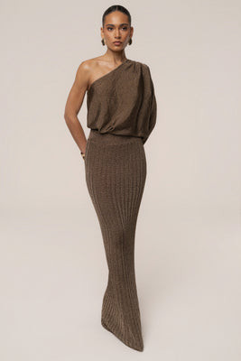 Bronze Resort Metallic Maxi Skirt | JLUXLABEL US
