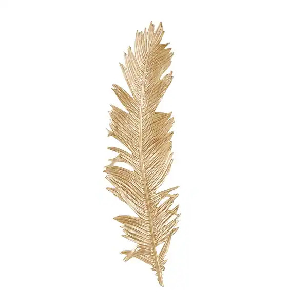 Gold Polystone Large Metallic Feather Bird Wall Decor | Bed Bath & Beyond