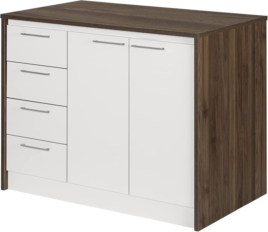 South Shore Myro Kitchen Island, Natural Walnut and White | Amazon (US)