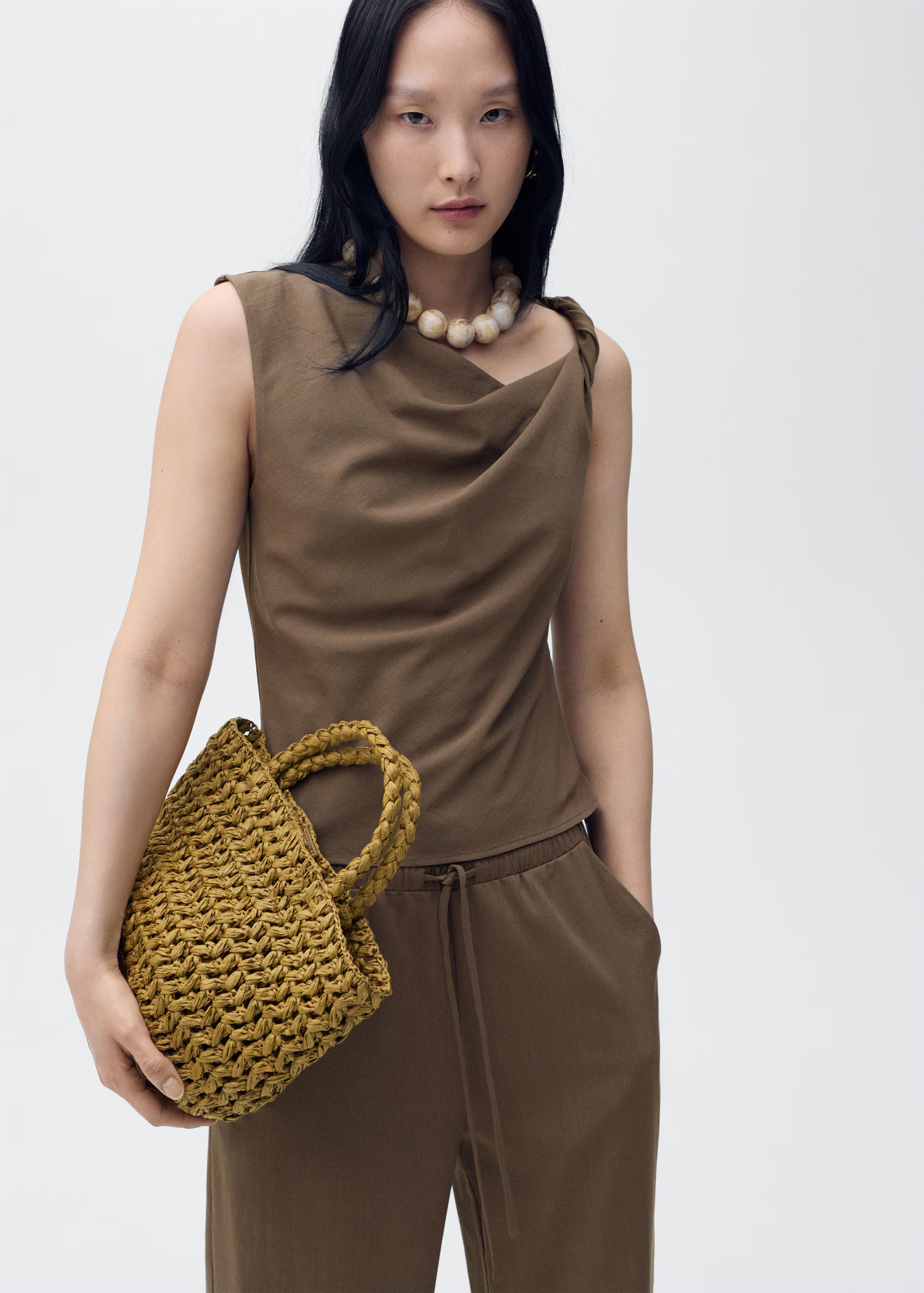 Asymmetrical draped top with straps - Women | MANGO USA | Mango (US/MX/AU)