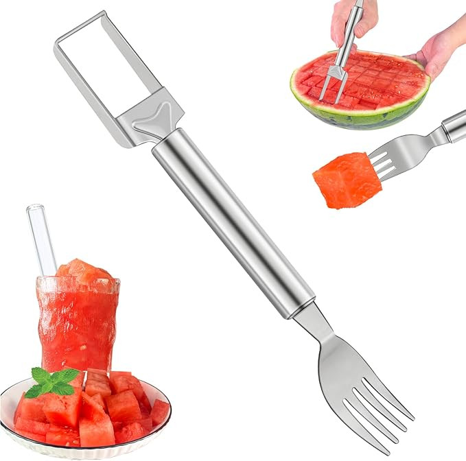 2-in-1 Watermelon Slicer & Fork – Stainless Steel Fruit Cutter Tool for Watermelon, Mango, Pita... | Amazon (US)