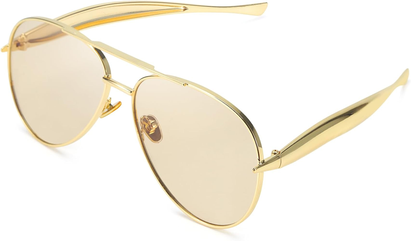 SODQW Gold Aviator Sunglasses for Women Men Trendy Designer Metal Sun Glasses with UV400 Metal Fr... | Amazon (US)