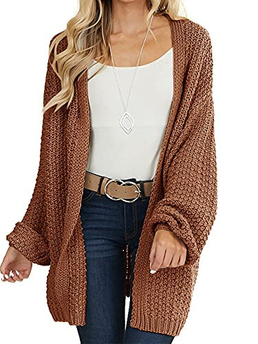 Maroway Lightweight Cardigan for Women Open Front Sweater Warm Duster Coat Coffee | Amazon (US)