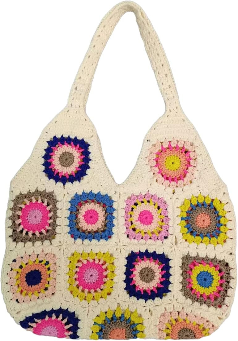 Amazon.com: sawakaka Women's Flower Crochet Handbag Cute Boho Woven Hollow Out Fairy Grunge Aesth... | Amazon (US)