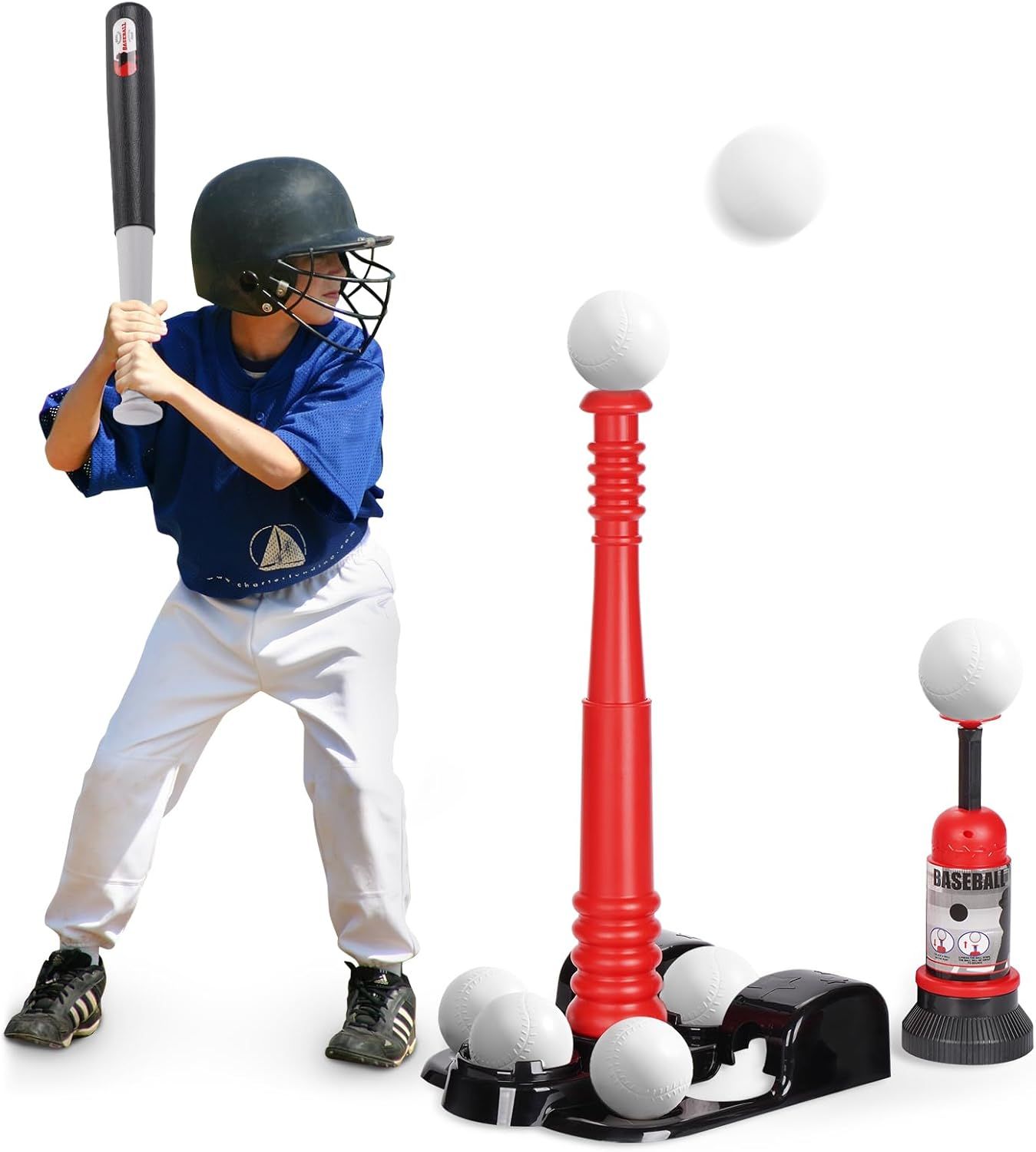KIZJORYA T Ball Set, Tee Ball Set for Kids 3-5 with 6 Large Baseballs & Automatic Pitching Machin... | Amazon (US)
